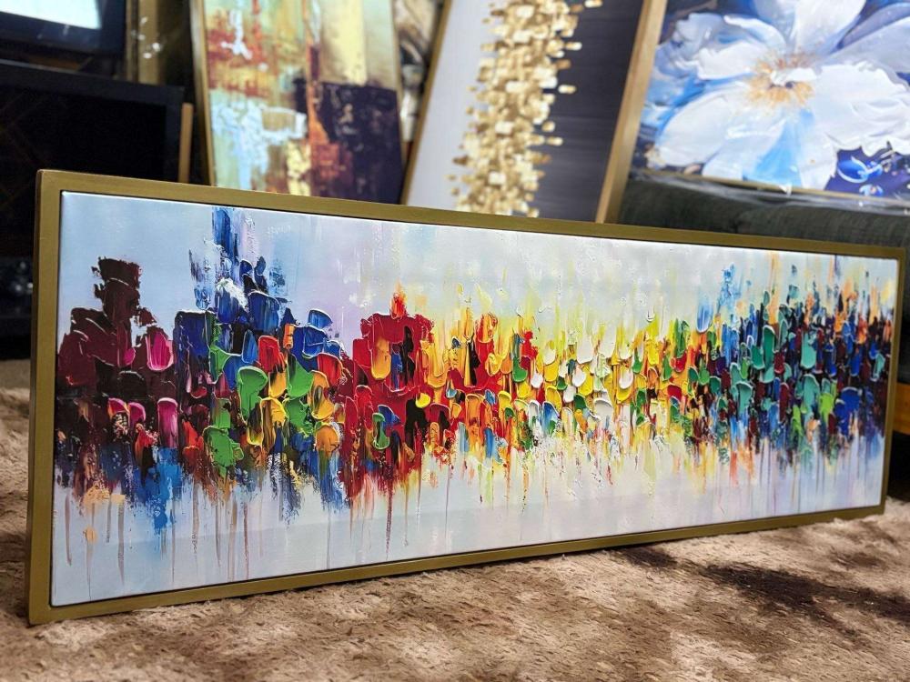 Abstract Art Framed Canvas - 120cm x 40cm - Image 1