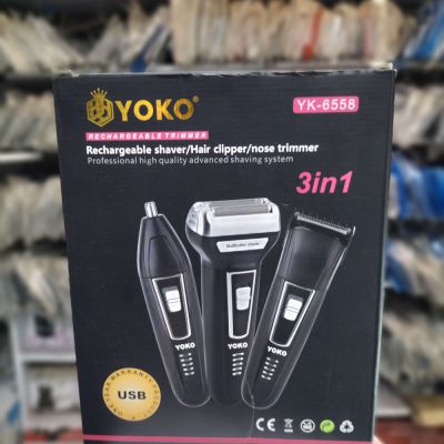 Yoko 3-in-1 Rechargeable Shaver/Hair Clipper/Nose Trimmer